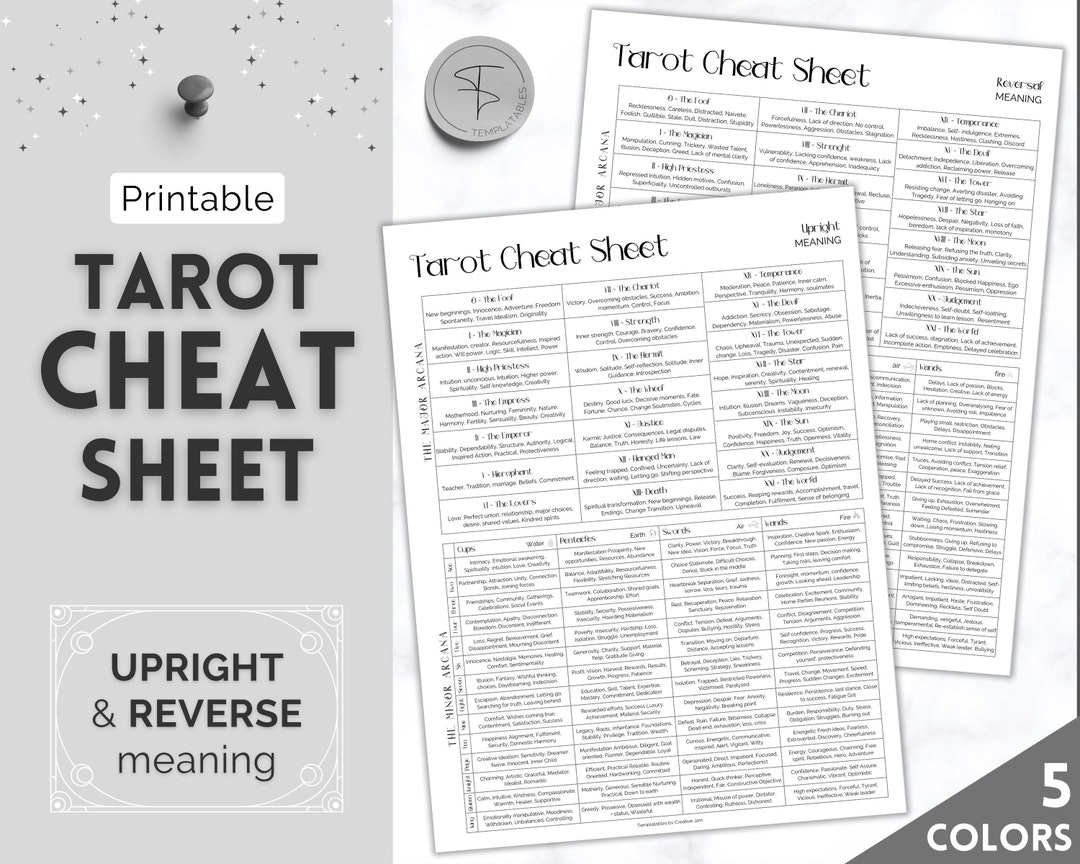 Free Printable Tarot Cheat Sheet
