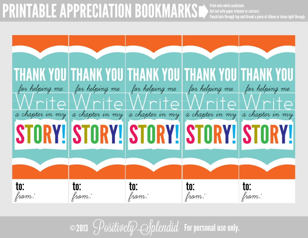 Teacher Appreciation Bookmarks Free Printables Positively Splendid Crafts Sewing Recipes And Home Decor 
