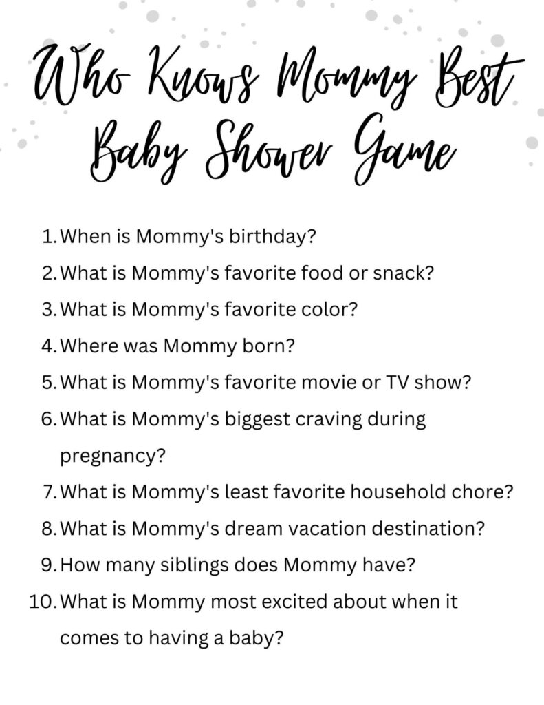 Who Knows Mommy Best Free Printable