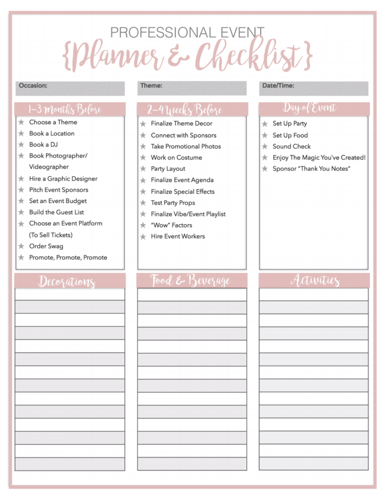 The Power Of Using An Event Planning Checklist Free Printable Housewife2Hostess