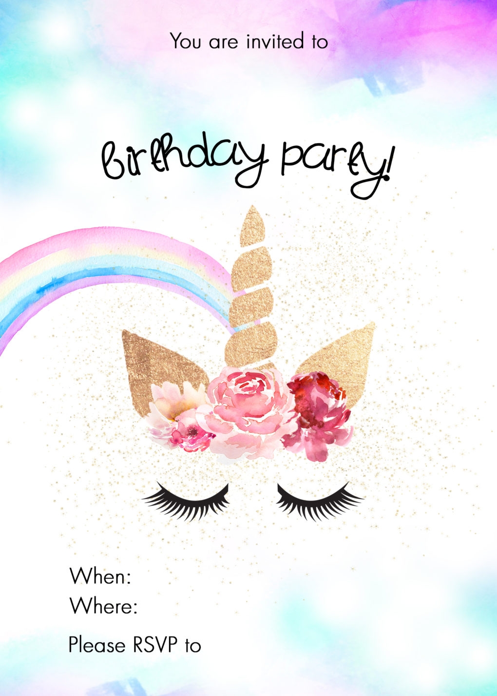 Free Printable Unicorn Birthday Invitations