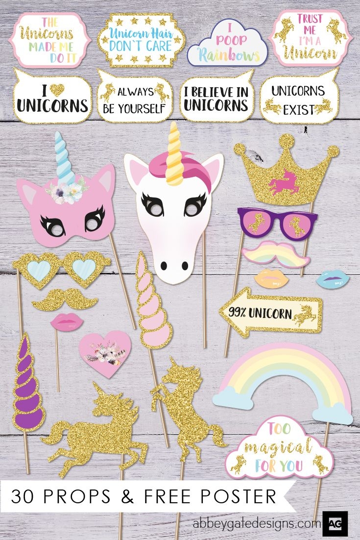 Unicorn Photo Prop Birthday Photo Booth Unicorn Party Birthday Photobooth Photo Booth Props Photobooth Props Unicorn Baby Shower PDF Etsy UK