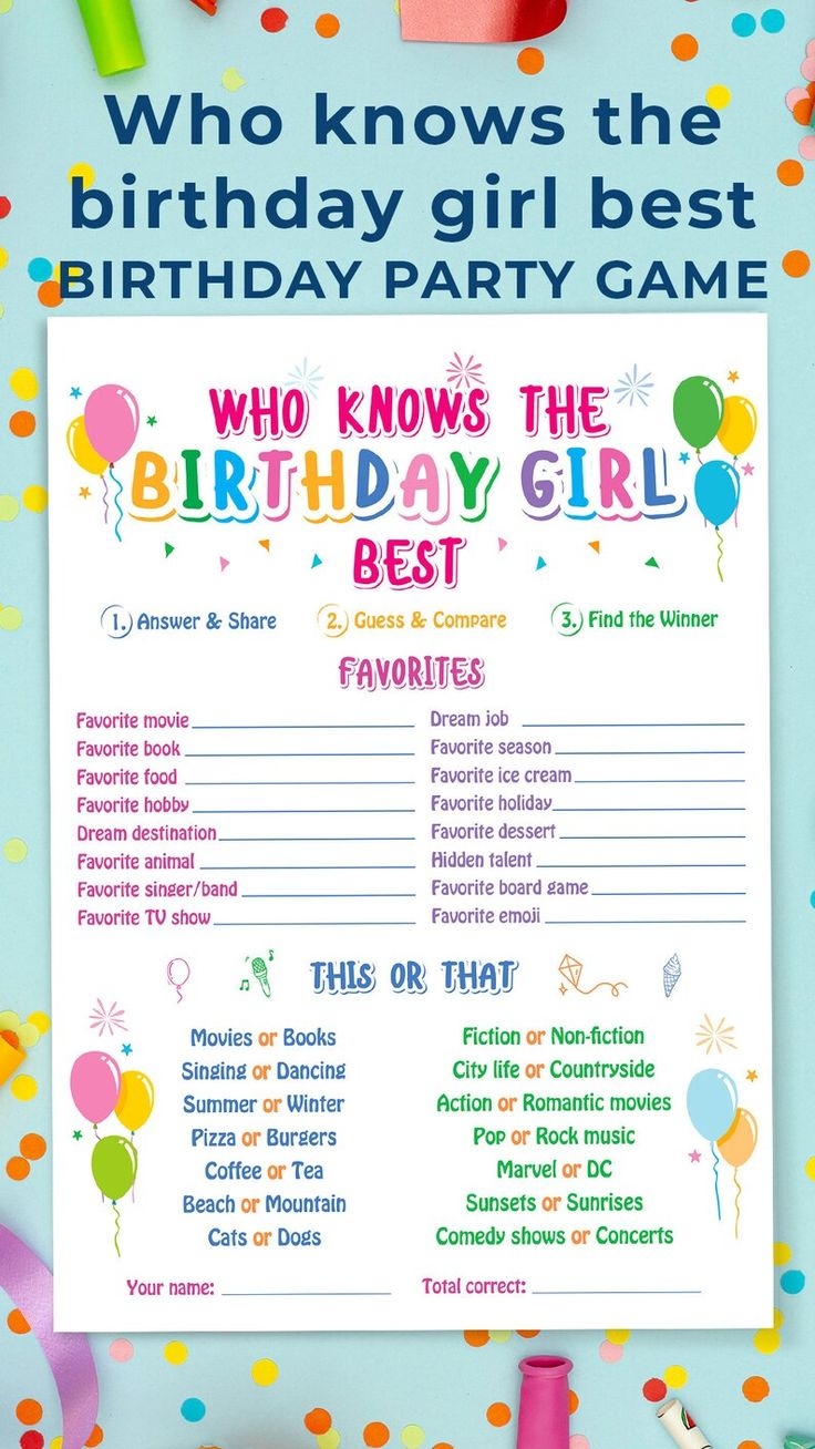 Who Knows The Birthday Girl Best Birthday Quiz Birthday Printable Game This Or That How Well Do You Know Activity Birthday Trivia Etsy