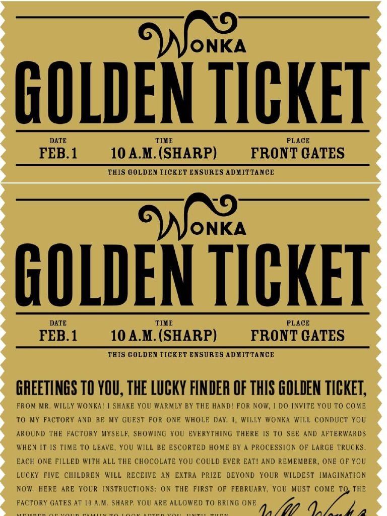Willy Wonka Golden Ticket PDF
